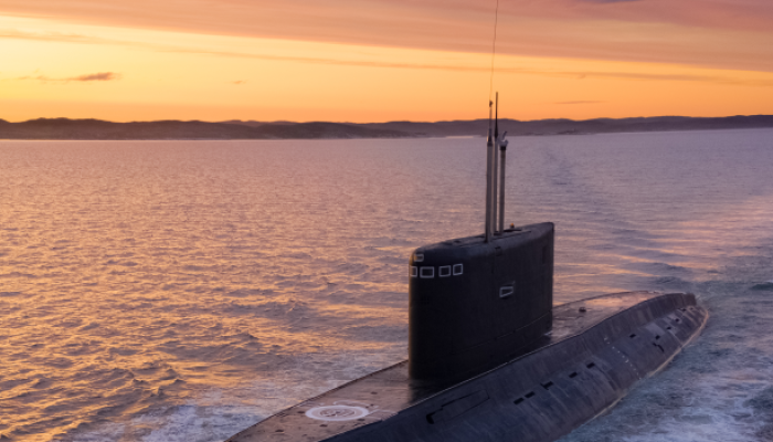 submarine in sunset